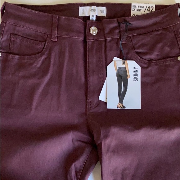 MANGO skinny coated jeans in burgundy stretch - Picture 7 of 8